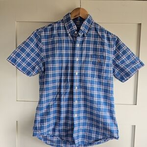 Ralph Lauren Preppy Slim Fit Blue and Pink Plaid Shirt Size Medium